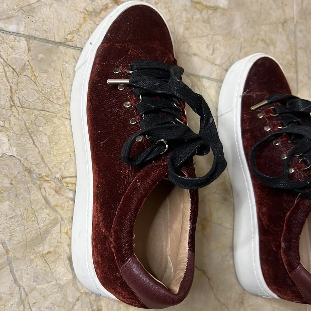 Joie Women's Size 8.5 US Rosewood Velvet Handan Platform Sneaker MSRP $228 - Picture 2 of 5